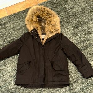 Aritzia  Black Jacket with Faux Fur Hood